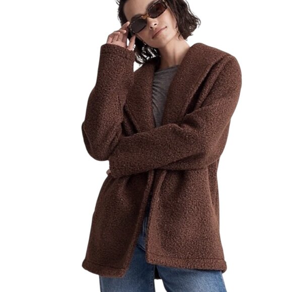 NEW MADEWELL PEBBLED FAUX SHEARLING HOT COCOA COZY SHAWL COLLAR COAT MEDIUM - Picture 8 of 12